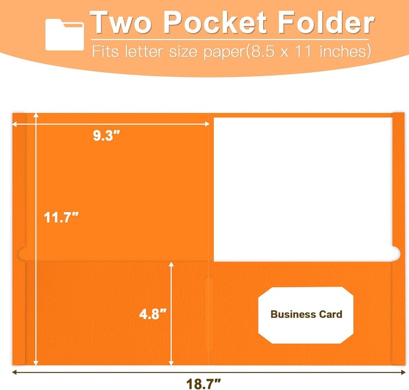 LAYZZ Folders with Pockets, 60 Pack Paper Pocket Folders, 2 Pocket File folders Fits Letter Size Paper, for School Office and Home (Orange) - Image 2